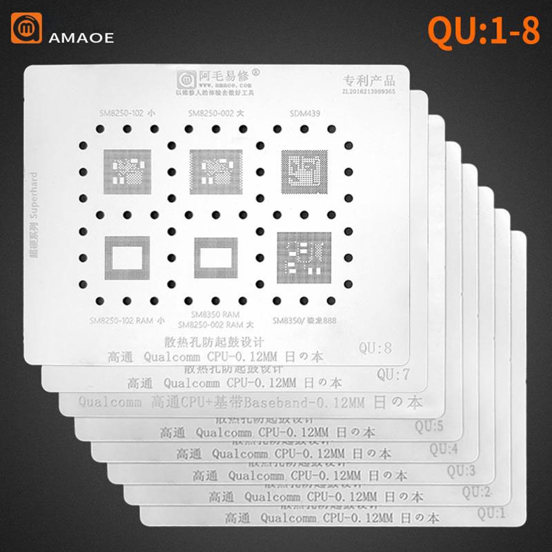 Amaoe CPU QU Q888 แผ่นตาข่ายเหล็ก ลายฉลุ สําหรับซ่อมแซมโทรศัพท์ Qualcom MSM8996