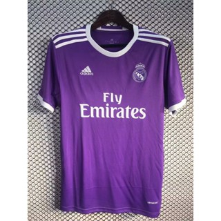 เสื้อกีฬาแขนสั้น ลายทีมชาติฟุตบอล Real Madrid สีม่วง 2016/2017 ชุดเยือน