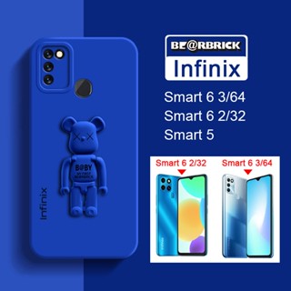 เคสซิลิโคน ลายหมีน่ารัก พร้อมขาตั้ง สําหรับ Infinix Smart 5 5A 6 Plus 7