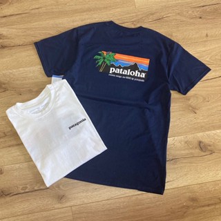 Patagonia เสื้อยืดคอกลม แขนสั้น ผ้าฝ้าย แบบบาง พิมพ์ลาย ทรงหลวม ขนาดใหญ่ แฟชั่นสําหรับผู้ชาย