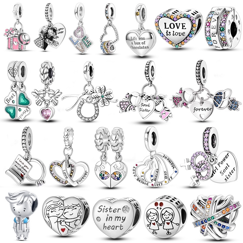 925 Silver Little Girl Love Mom Forever Infinity Infinite Dangle Charm ลูกปัด fit Original สร้อยข้อมือผู้หญิง 925 เครื่องประดับแม่ของขวัญ