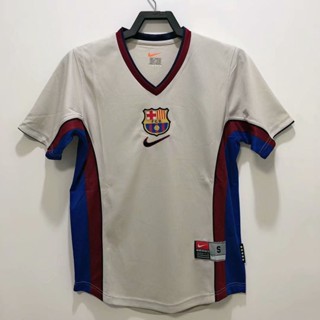 Gaopin 1998 เสื้อยืดลําลอง แขนสั้น คอกลม พิมพ์ลาย Barcelona away สีเทา