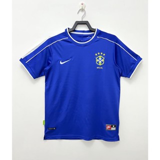 เสื้อกีฬาลําลอง ลายทีมชาติฟุตบอล Brazilian 98 ชุดเยือน สไตล์เรโทร