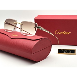 2023 CARTIER แว่นตากันแดด ไร้ขอบ กรอบครึ่ง คุณภาพสูง สไตล์ฮิปฮอป สําหรับผู้ชาย ผู้หญิง uv400 7265