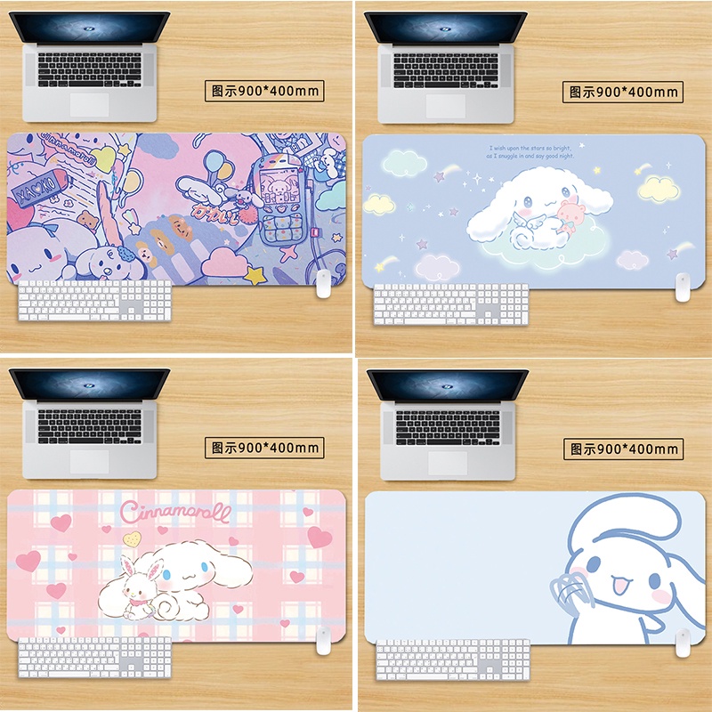 SANRIO Kawaii แผ่นรองเมาส์ อเนกประสงค์ ลายการ์ตูน Cinnamoroll ขนาดใหญ่ 90x40 ซม. สีชมพู สีฟ้า สําหรับคอมพิวเตอร์ สํานักงาน