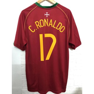 เสื้อกีฬาแขนสั้น ลายทีมชาติฟุตบอล Portugal 2006 ชุดเหย้า เยือน คุณภาพสูง สไตล์เรโทร