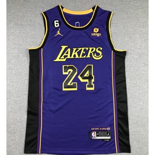 ใหม่ Los Angeles Lakers สําหรับผู้ชาย 2023 #เสื้อกีฬาบาสเก็ตบอล ปักลาย Kobe Bryant สีม่วง 24 ชิ้น