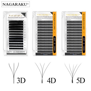 Nagaraku ขนตาปลอม 3D ขนนิ่ม ดูเป็นธรรมชาติ รูปตัว W ดอกไม้