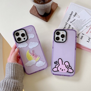 เคสโทรศัพท์มือถือแบบนิ่ม TPU ใส กันกระแทก ลายก้อนเมฆ ดวงจันทร์ กระต่ายสีชมพูน่ารัก สําหรับ iPhone 14 Pro Max 12 13 Pro Max 11 X XS Max XR 7 8 Plus