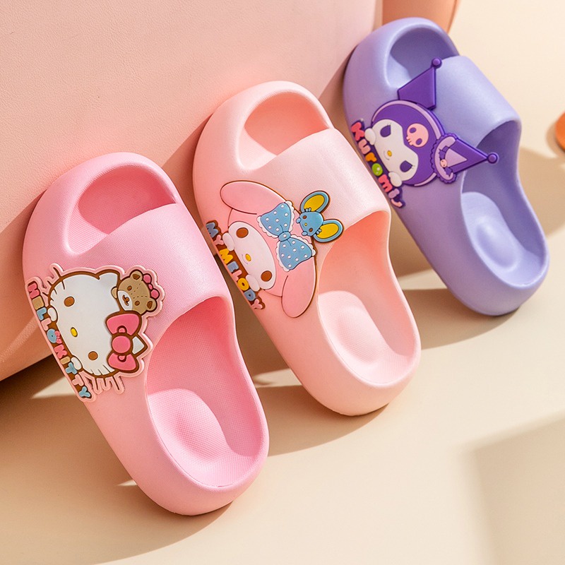 SANRIO รองเท้าแตะ EVA กันลื่น ลายการ์ตูน Kuromi Hello Kitty แฟชั่นฤดูร้อน สําหรับเด็กผู้หญิง ราคาถูก Shopee Lazada