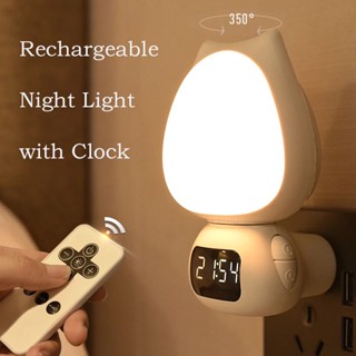 Creativity Led Night Light Cute Meow Cat Three-color Remote Control Night Lamp With Clock Dimmable For Home Bedroom Decor