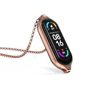 สายนาฬิกาข้อมือ สเตนเลส โลหะ จี้ทรงหยดน้ํา สําหรับ Xiaomi Mi band 76543