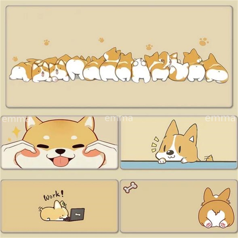 น่ารักรูปแบบ คอร์กี้ หนังแผ่นรองเมาส์กันน้ําขนาดใหญ่สํานักงานการเรียนรู้การเขียนเสื่อแผ่นรองเม้าส์แป้นพิมพ์คอมพิวเตอร์แผ่นรองโต๊ะ
