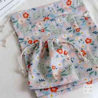 [Drawstring Bag] กระเป๋าหูรูด ขนาดเล็ก ลายดอกไม้ สําหรับใส่เครื่องสําอาง ชุดชั้นใน เดินทาง