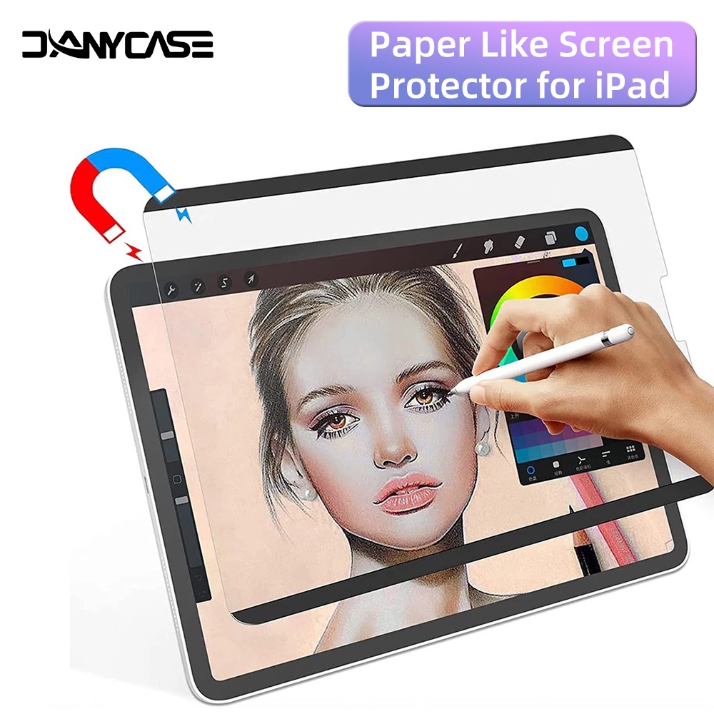 ฟิล์มกระดาษแม่เหล็กเช่นสําหรับ iPad 11th Air 11 "13" M3 M5 2025 Pro 11 "13" Pro 11 12.9 Air 4 Air 5 10.9 10th Gen 10.2 7th 8th 9th Gen 5 6 9.7 ป้องกันหน้าจอ Matte Mini 7 5 6