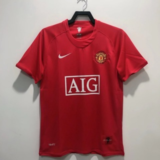 เสื้อกีฬาแขนสั้น ลายทีมชาติฟุตบอล Manchester United 08 ชุดเหย้า สไตล์เรโทร