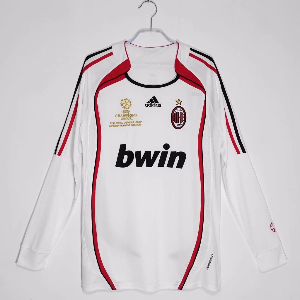 เสื้อยืดแขนยาว ลายทีมชาติฟุตบอล Gaopin 2006 2007 season AC Milan ชุดเยือน สไตล์เรโทร