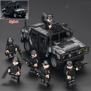 Moc ชุดของเล่นตัวต่อทหาร Swat Minifigure Off-Road Hummer Jeep