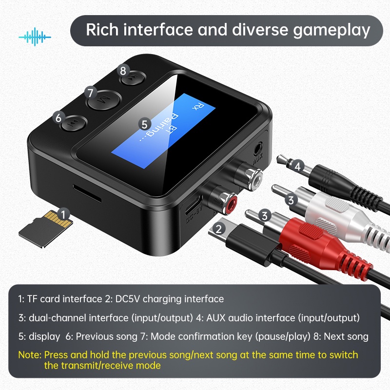 อะแดปเตอร์รับส่งสัญญาณบลูทูธ 5.0 EDR USB Dongle 3.5 มม. AUX RCA สําหรับ TV PC หูฟังสเตอริโอ รถยนต์ HIFI