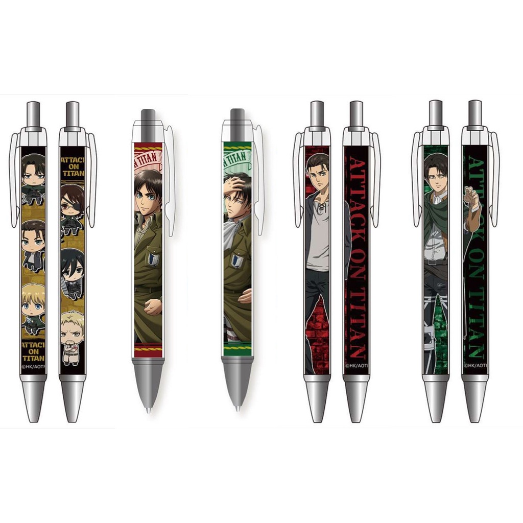 โปสเตอร์ปากกาลูกลื่นอัตโนมัติ ลายการ์ตูนอนิเมะ Attack on Titan Eren Mikasa Levi เครื่องเขียน สําหรับเรียนรู้