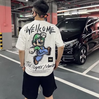 Street Wear Harajuku Style Fun Cartoon Super Mario Printed Short-Sleeved T-Shirt Men Women Trendy Couple Versatile _02