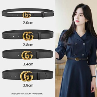 ஐ◎س1110cm Gucci เข็มขัดหนัง หัวเข็มขัดโลหะ แฟชั่น สําหรับผู้หญิง