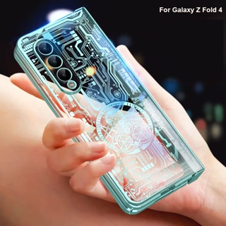 เคสโทรศัพท์มือถือ แบบแข็ง ชุบไฟฟ้า สีโปร่งใส สําหรับ Samsung Galaxy Z Fold 4 Z Fold 4