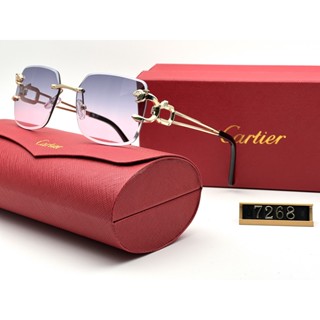 Cartier แว่นตากันแดดแฟชั่น เลนส์ไล่โทนสี เหมาะกับการพกพาเดินทาง 7268 2023