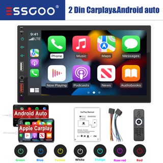 Essgoo Carplay เครื่องเล่น MP5 2 Din 7 นิ้ว บลูทูธ สเตอริโอ มัลติมีเดีย หน้าจอสัมผัส USB FM TF wince ระบบ สําหรับรถยนต์