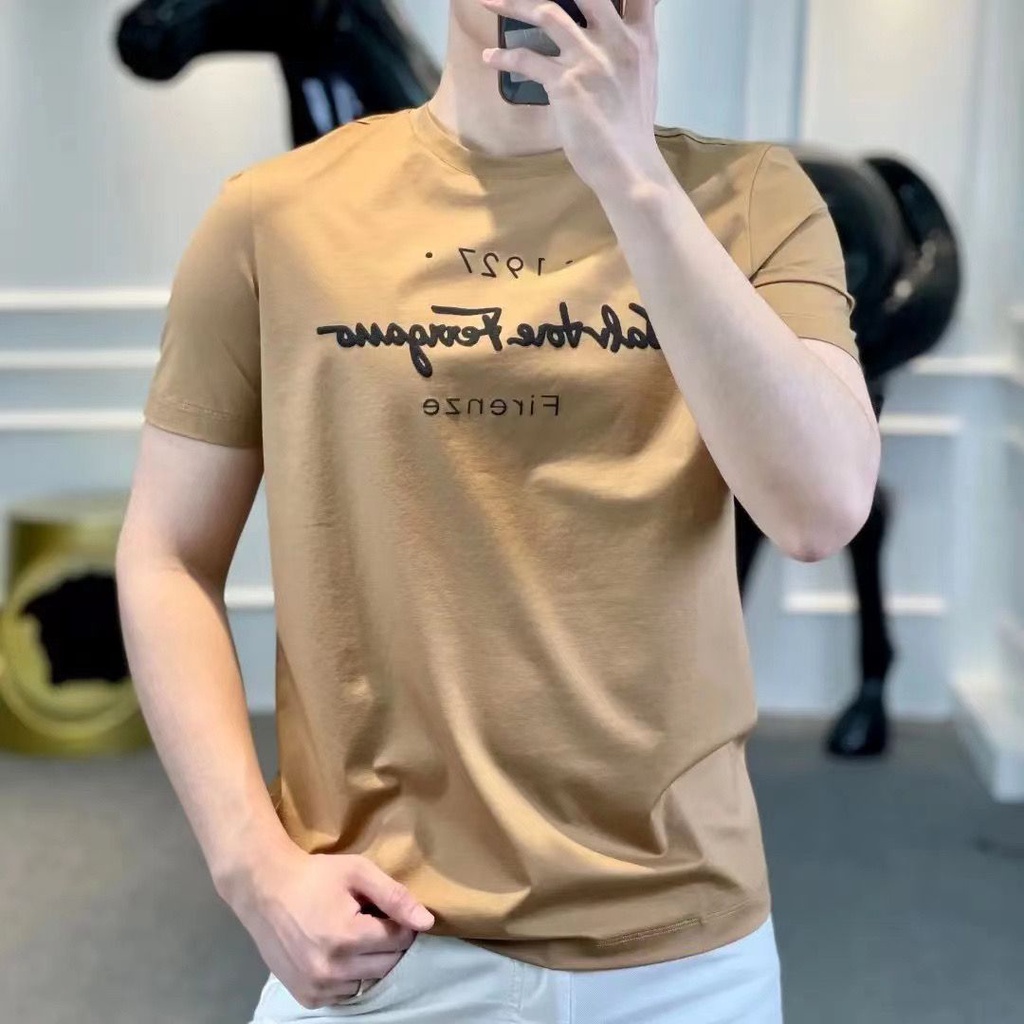 เสื้อยืดแขนสั้นลําลอง ผ้าฝ้ายแท้ พิมพ์ลายโลโก้ตัวอักษร 1927 คุณภาพสูง แฟชั่นฤดูร้อน สําหรับผู้ชาย และผู้หญิง