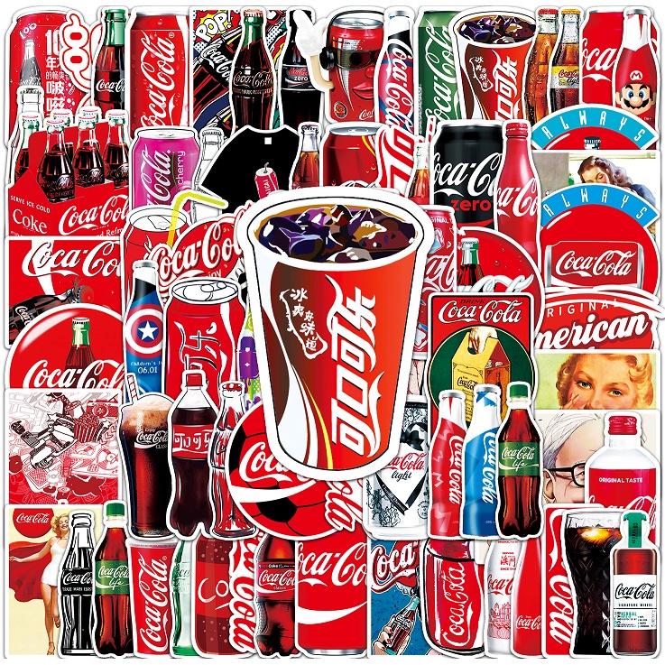 50 ชิ้นตลก Coca Cola DIY Creative Home Decal สติกเกอร์ Kawaii การ์ตูนสติกเกอร์กันน้ํา