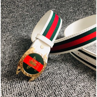 Gucci สายนาฬิกาข้อมือ ผ้าแคนวาส พิมพ์ลายงู ผึ้ง สีแดง และสีเขียว สไตล์นักธุรกิจ สําหรับผู้ชาย