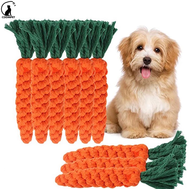 【CDDMPET】ของเล่นเชือกฝ้าย แฮนด์เมด รูปแครอท ขนาดเล็ก สําหรับฝึกสุนัข สัตว์เลี้ยง