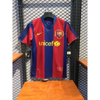 เสื้อกีฬาแขนสั้น ลายทีมชาติฟุตบอล Gaopin 2007/2008 season Barcelona ชุดเหย้า สไตล์เรโทร