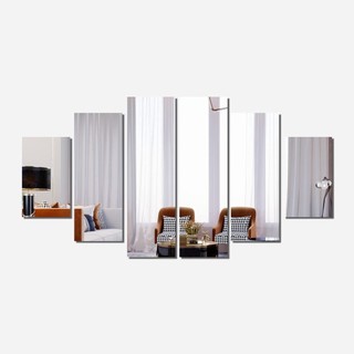 Kit 6 Espelhos para Decoração Painel Mosaico + Fita Dupla Face Extra Forte aplicada Sala Loja Quarto