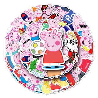 52 ชิ้นตลก เป๊ปป้า หมูสติกเกอร์กันน้ํา ทําเอง สําหรับแล็ปท็อป/โทรศัพท์/หมวกกันน็อค/รถ/สติกเกอร์กีตาร์ บ้าน รูปลอก