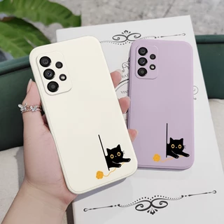 เคสโทรศัพท์มือถือ ซิลิโคน ลายแมว สําหรับ Samsung Galaxy A73 A53 A33 A23 5G