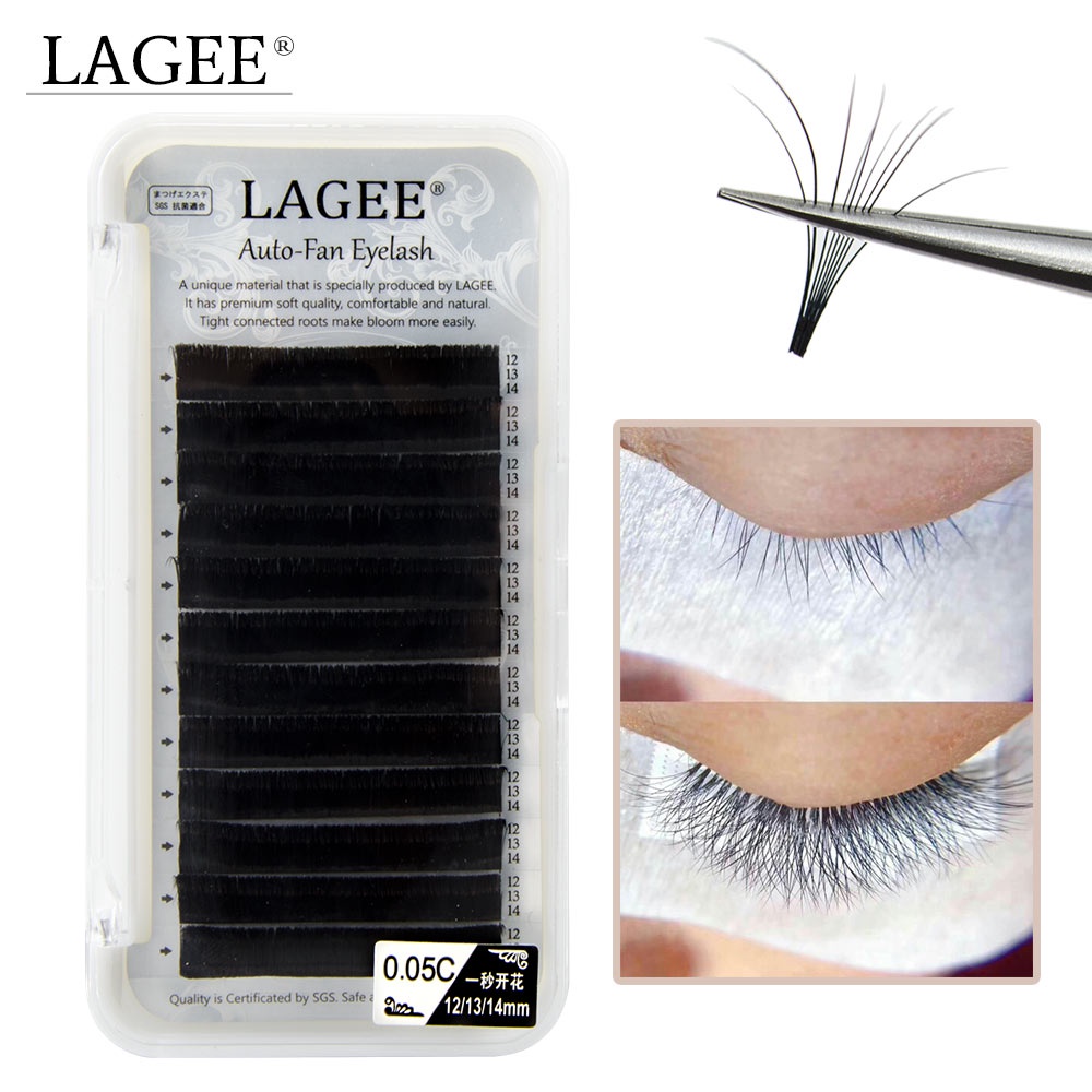 Lagee พัดลมอัตโนมัติขนตาปลอมผสม Easy Fan Eyelash Extensions Blossom Bloom Volume Lash Fast Fanning Lashes Nagaraku Fast Bloom ดอก Mega Volume Lashes Pre-bonded Eyelash