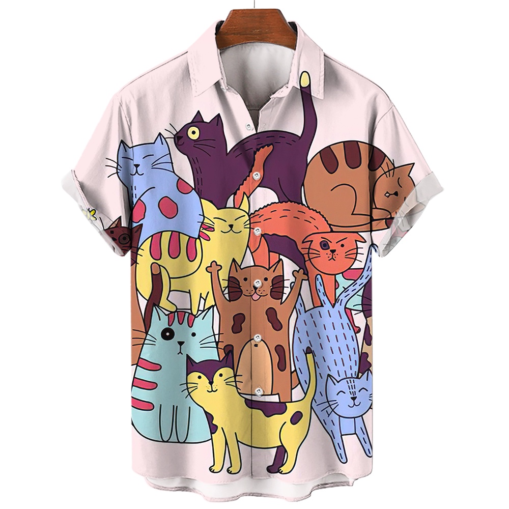 เสื้อเชิ้ตแขนสั้นลําลอง คอปก ลายทาง เรียบง่าย สไตล์ฮาวาย สําหรับผู้ชาย