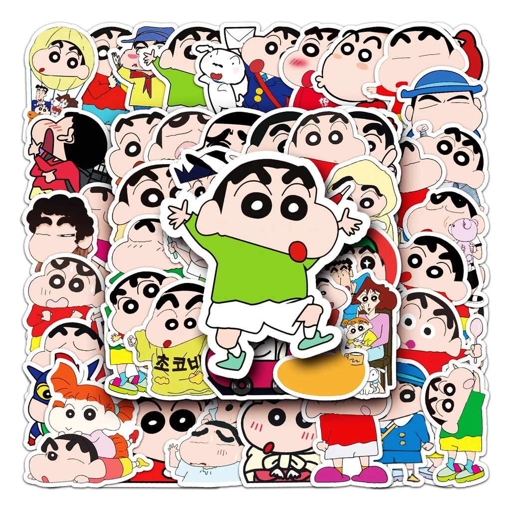 50 ชิ้นตลก Crayon Shin Chan สติกเกอร์กันน้ํา DIY สําหรับโทรศัพท์แล็ปท็อปรถสติกเกอร์ Creative Home Decal