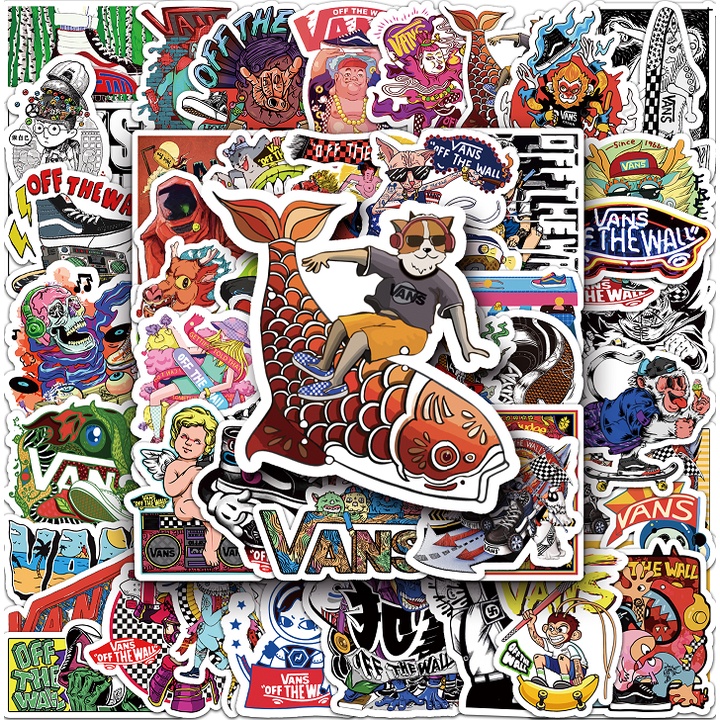 52 ชิ้นตลก Vans สติกเกอร์กันน้ํา DIY สําหรับโทรศัพท์แล็ปท็อปรถสติกเกอร์ Creative Home Decal