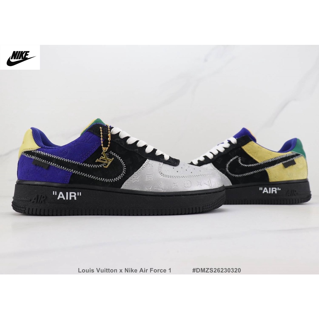 Original Louis Vuitton x Nike Air Force 1 Louis Vuitton Co branded Low Top Plank Shoe Classic Casual Shoe รองเท้าผู้ชา00