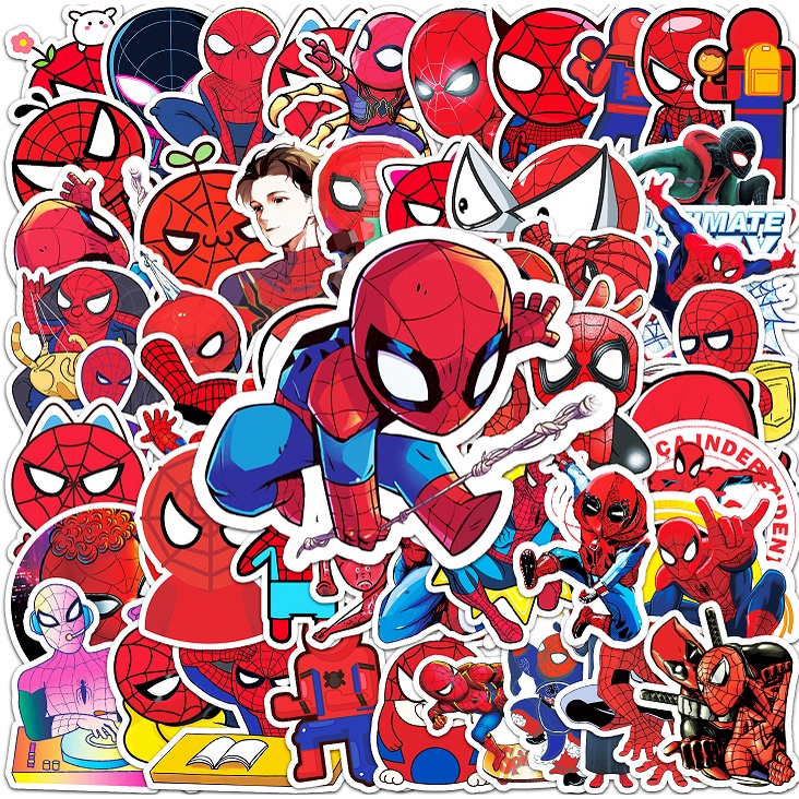 10/56 ชิ้นตลก Marvel Superhero Spiderman DIY โทรศัพท์สร้างสรรค์/มอเตอร์/รถสติกเกอร์ Home Decal สติกเกอร์กันน้ํา