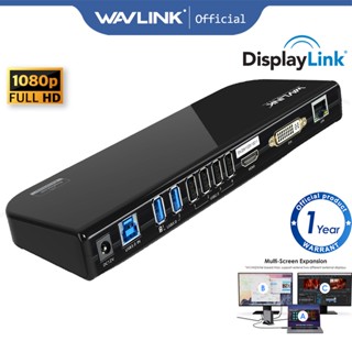 Wavlink ฮับ USB 3.0 พร้อมจอแสดงผล 2K Dual 1080P HD รองรับ DVI  VGA Gigabit Ether 6 พอร์ต USB สําหรับแล็ปท็อป เดสก์ท็อป