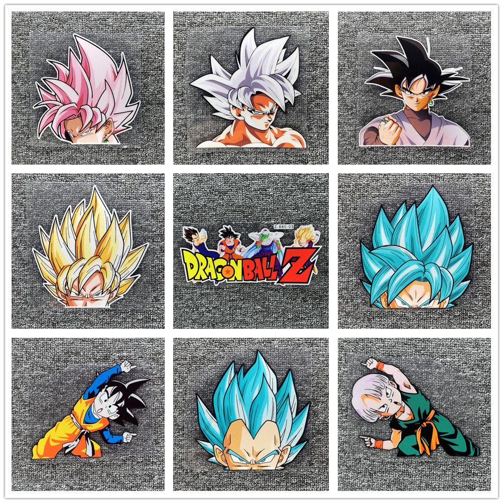 สติกเกอร์รถ Dragon Ball Z Son Goku Vegeta Super Saiyan อะนิเมะสะท้อนแสงตกแต่งสําหรับกระจก Trunk กันชนหน้าต่างรถจักรยานยนต์แล็ปท็อปแท็บเล็ต