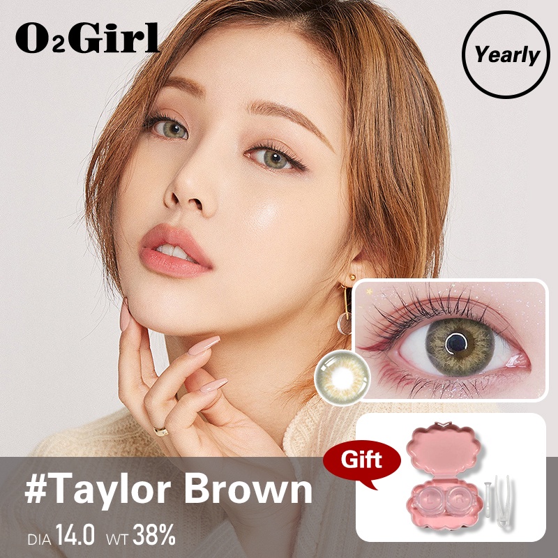 O2Girl Taylor คอนแทคเลนส์ 14.0 มม. 2 ชิ้นแว่นตาสีดําสีน้ําตาลสีน้ําเงินสีเขียว
