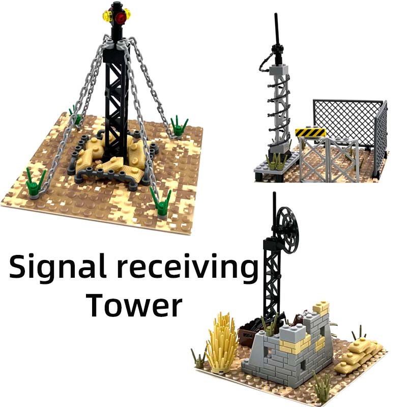 Moc อุปกรณ์เสริมทหาร ลวดหนาม กระสอบทราย เหล็ก โซ่ อาคาร บล็อก  รั้ว รับสัญญาณ ทาวเวอร์โมเดล ทหาร แข็งขึ้น ของขวัญ ของเล่น DIY
