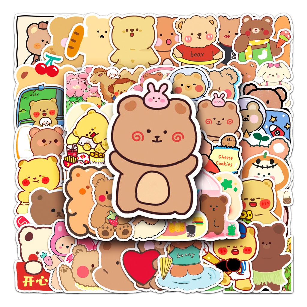 สุ่ม 10/50 ชิ้นตลกน่ารักหมีสติกเกอร์กันน้ํา ทําเอง สําหรับแล็ปท็อป/โทรศัพท์/หมวกกันน็อก/รถ/กีตาร์ ความคิดสร้างสรรค์ รูปลอก