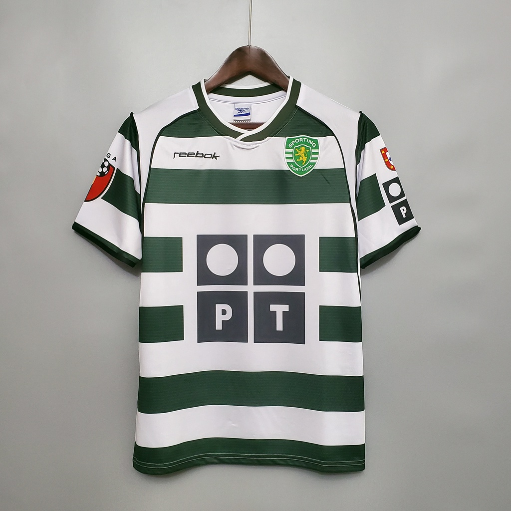 เสื้อกีฬาแขนสั้น ลายทีมชาติฟุตบอล Lisbon SL 02-03 SCP ชุดเหย้า สไตล์เรโทร RONALDO #28