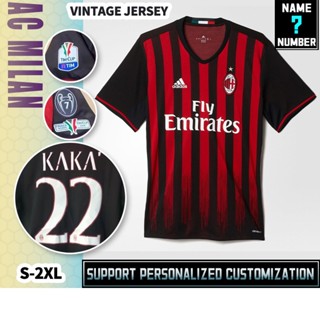 เสื้อกีฬาแขนสั้น ลายทีมชาติฟุตบอล AC Milan 16-17 ชุดเหย้า สไตล์วินเทจ ไซซ์ S-2XL